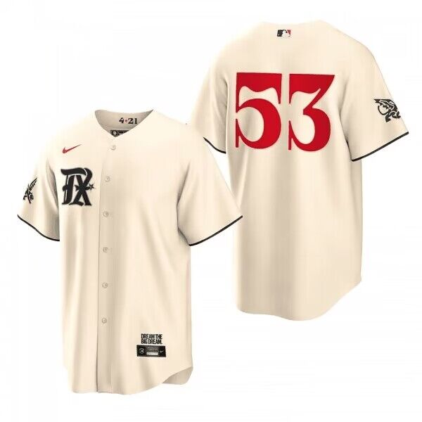 Youth Texas Rangers #53 Adolis García Cream 2023 City Connect Stitched Baseball Jersey Youth Texas Rangers #53 Adolis García Cream 2023 City Connect Stitched Baseball Jersey